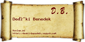 Deáki Benedek névjegykártya